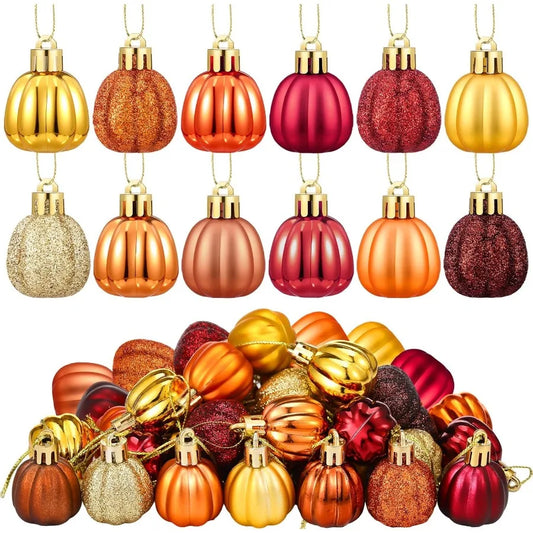 36 Pcs Fall Pumpkin Hanging Ornament Thanksgiving Tree Decorations Mini Pumpkin Ball Decorations Farmhouse Fall Orna