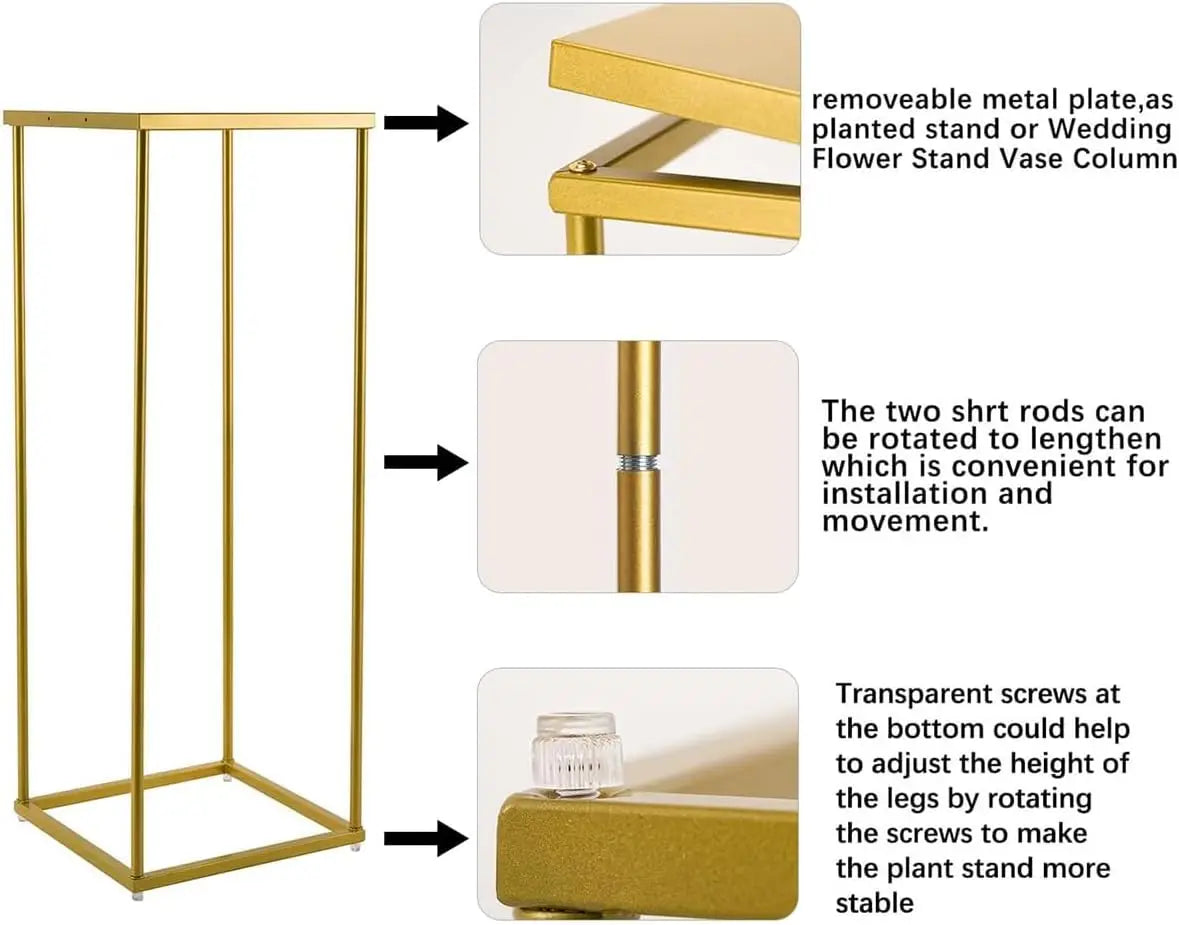 Gold Pedestal Stand for Party Set of 3 Metal Plant Stand Tall Cake Cylinder for Wedding Flower Vase for Living Room Patio Decor