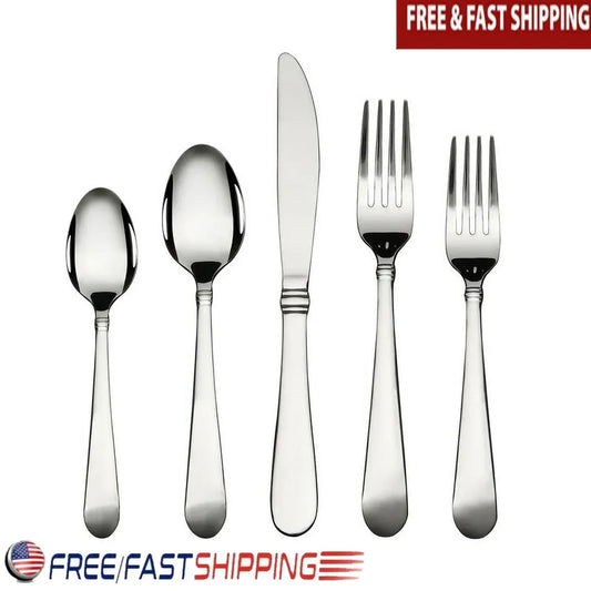 20 Piece Stainless Steel Flatware Set Dining Includes Knives Forks Spoons Salad Teaspoons Elegant Durable Complete Cutlery Set