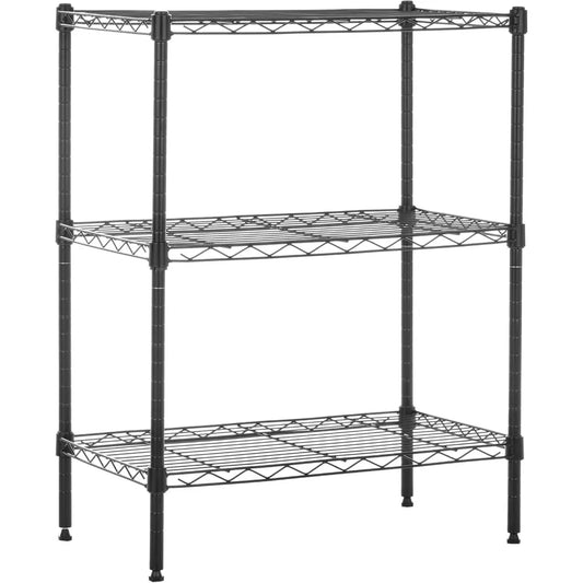 amazon basics 3-shelf adjustable heavy duty steel wire rack storage shelving organizer for kitchen, garage, 23.2" l x 13.4" w x
