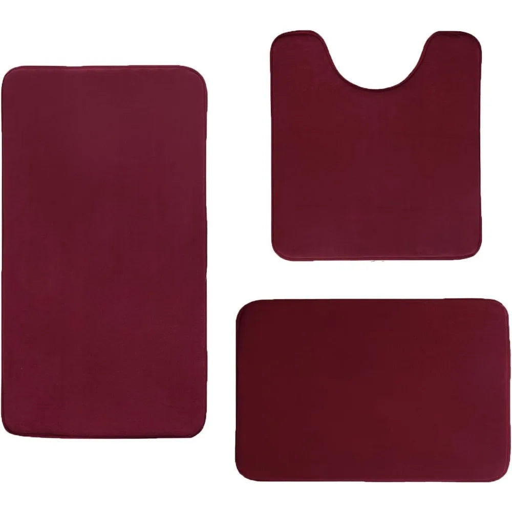 memory foam bathroom rugs set 4 piece with toilet lid cover and rug set combo, bath mat sets 3 piece and u-shaped toilet floor