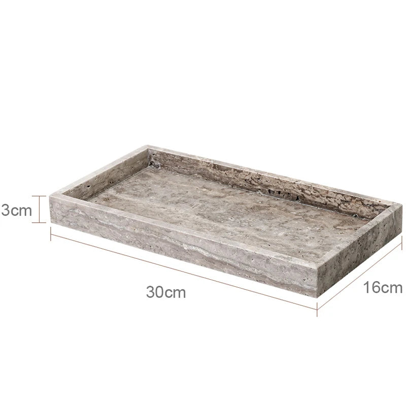 Travertino Grigio Bathroom Set Antique Natural Marble Soap Dispenser Reed Diffuser Soap Holder Tray Bathroom Accessories