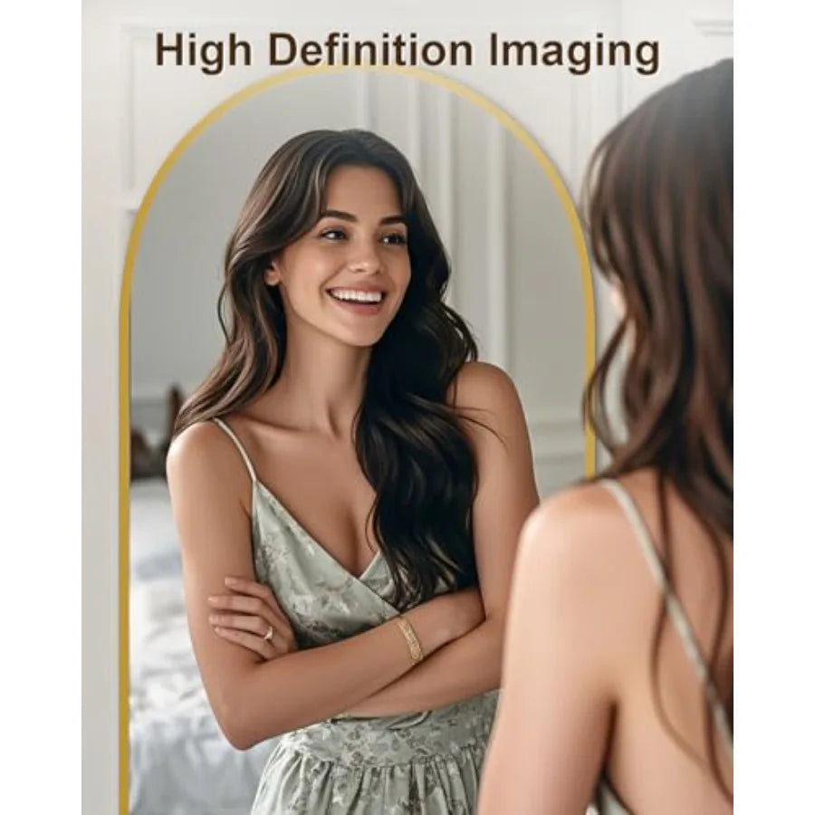 58x19 Floor Mirror Full Length Arched Full Length Mirror with Stand for Bedroom Living Room or Cloakroom Elegant Gold Finish Fu