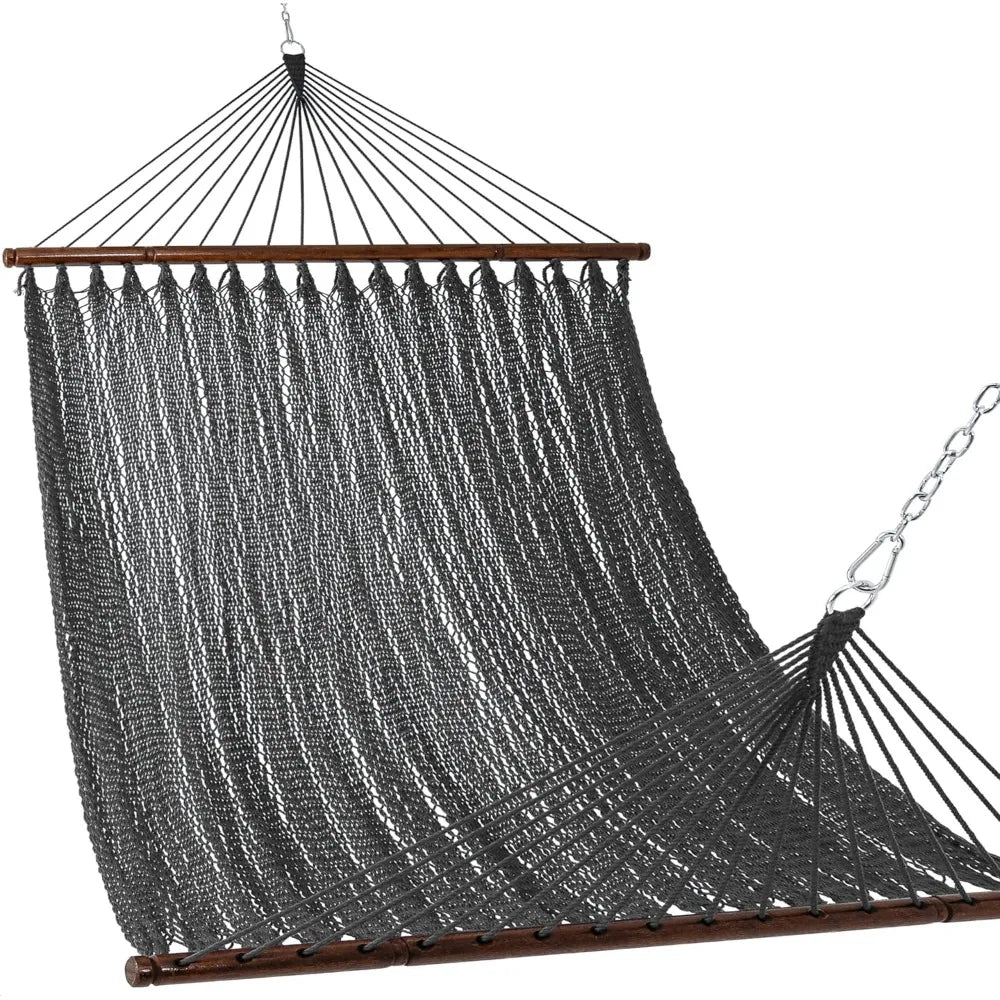 Lazy Daze Hammocks 10.5 FT Double 2 Person Caribbean Rope Hammock, Hand Woven Polyester Hammock with Spreader Bars, for Outside