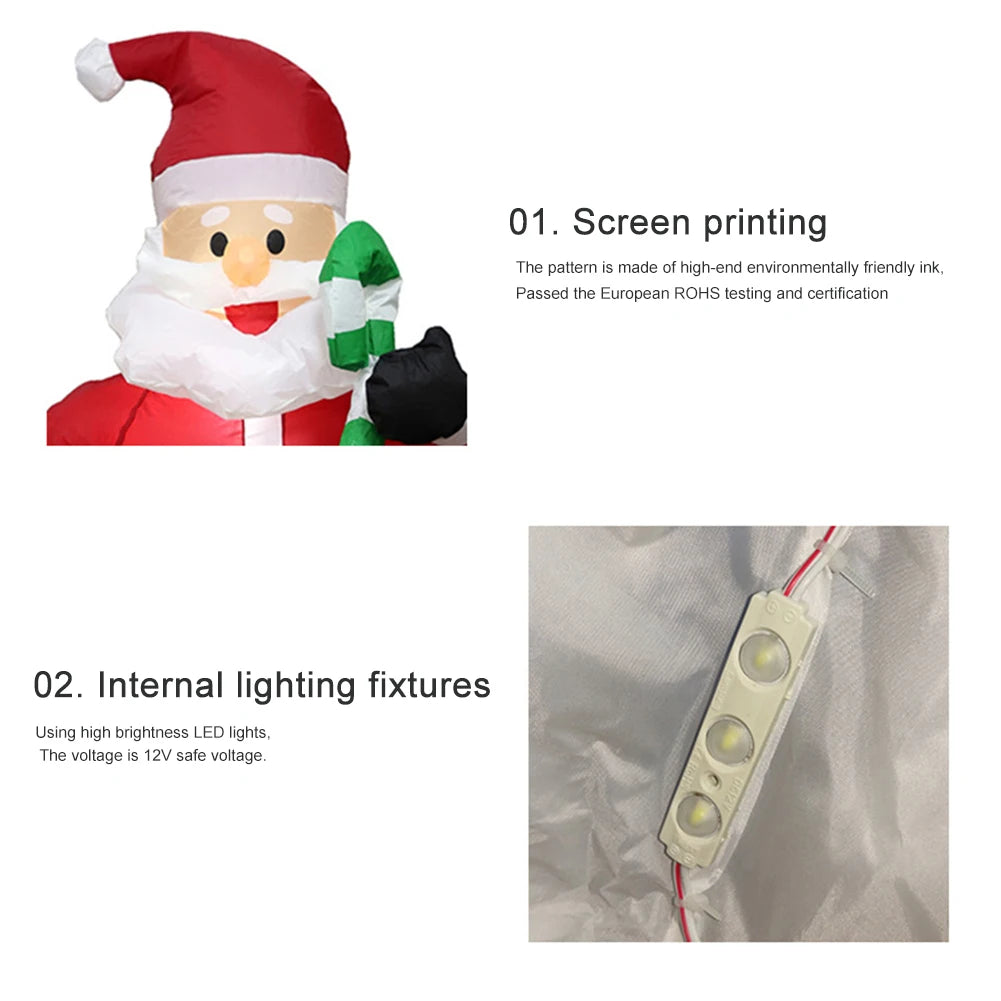 LED Inflatable Illuminated Santa Claus Ornament Lighted Giant Model Ornament Decorative Cartoon  Christmas New Year Gifts