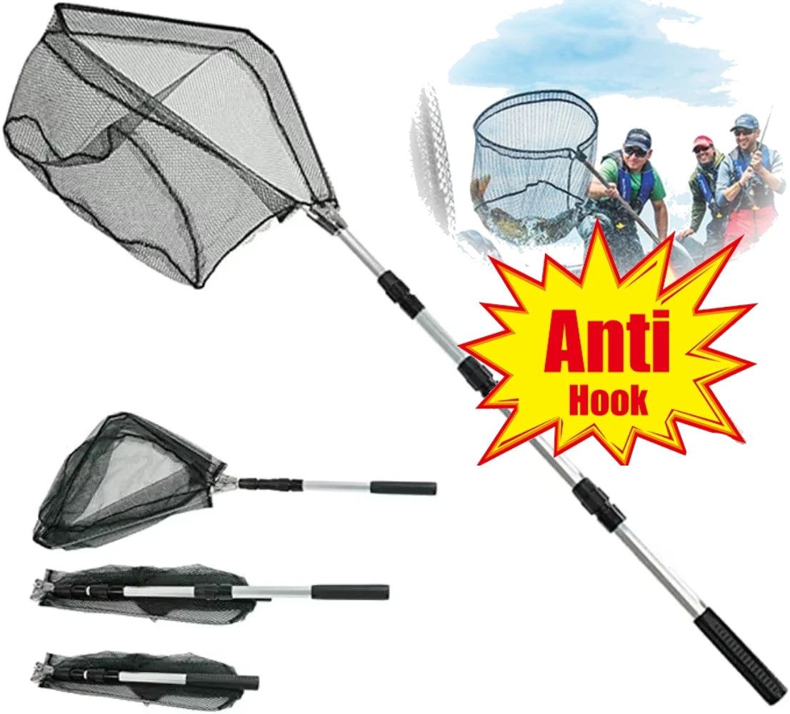 Telescopic Folding Fishing Landing Net 190CM Pole Collapsible Extensible Aluminum long Handle For Bird Fish Catch Aquarium Ponds