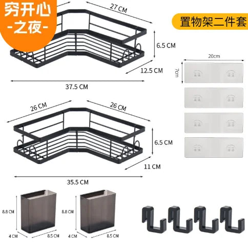 QYQRQF Adhesive Corner Shower Caddy No Drilling Stainless Steel Storage Rack with Hooks for Bathroom Rustproof Space Saving