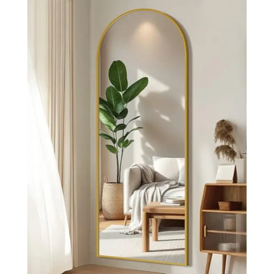 58x19 Floor Mirror Full Length Arched Full Length Mirror with Stand for Bedroom Living Room or Cloakroom Elegant Gold Finish Fu