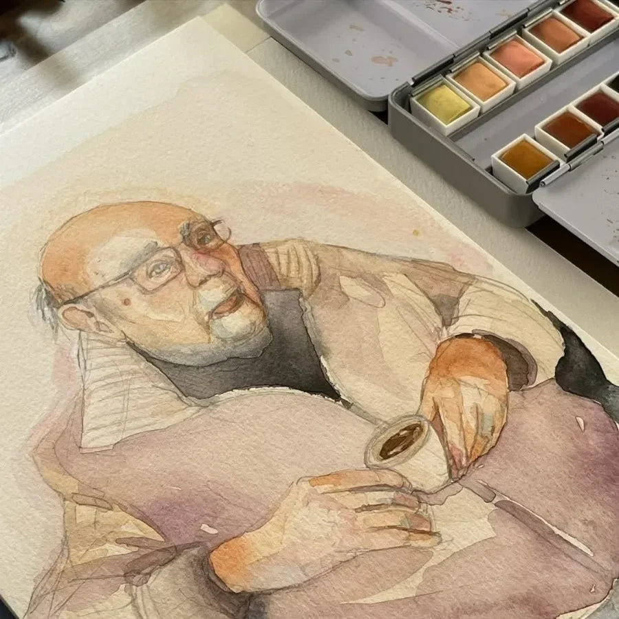 Skin Tone Watercolor Paint Set with 12 Artist Grade Flesh Colors in Half Pans Palette for Portrait Painting and Travel Use Idea