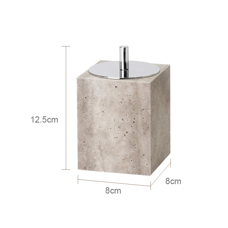 Travertino Grigio Bathroom Set Antique Natural Marble Soap Dispenser Reed Diffuser Soap Holder Tray Bathroom Accessories