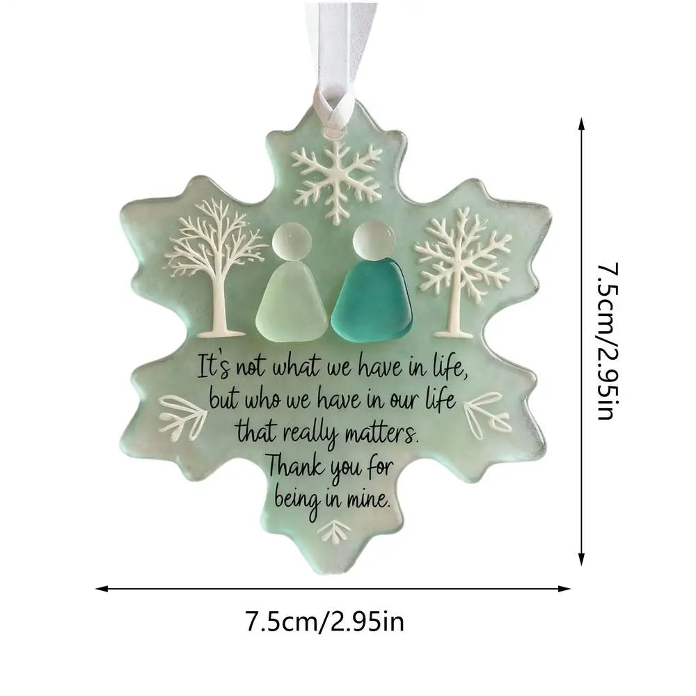 christmas tree Decorations Festive Friendship 2D Flat Acrylic Pendant Snowflake Wreath Ornament For Home Holiday Interior