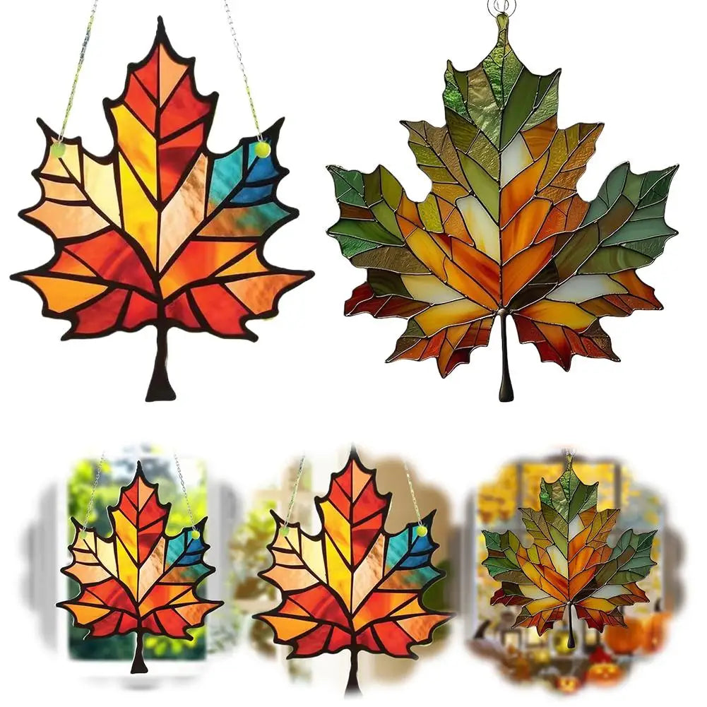 Thanksgiving Fall Wall Hanging Decor, Acrylic Maple Leaf Ornament Sign, Seasonal Home Decoration for Harvest Festival, Door Wall