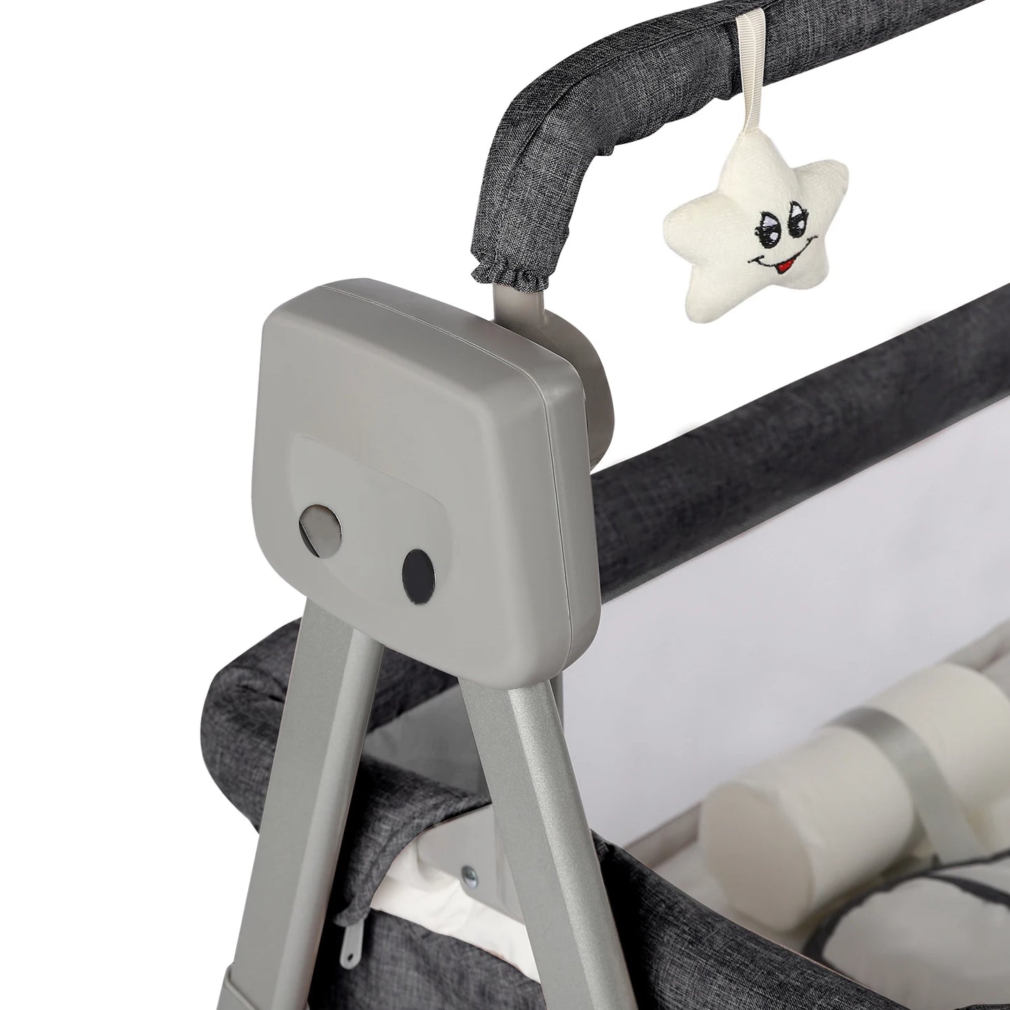 Baby Cradle Swing with Bluetooth Music 5 Speeds White Noise Foldable Bassinet for Newborns 0-36 Months US Plug