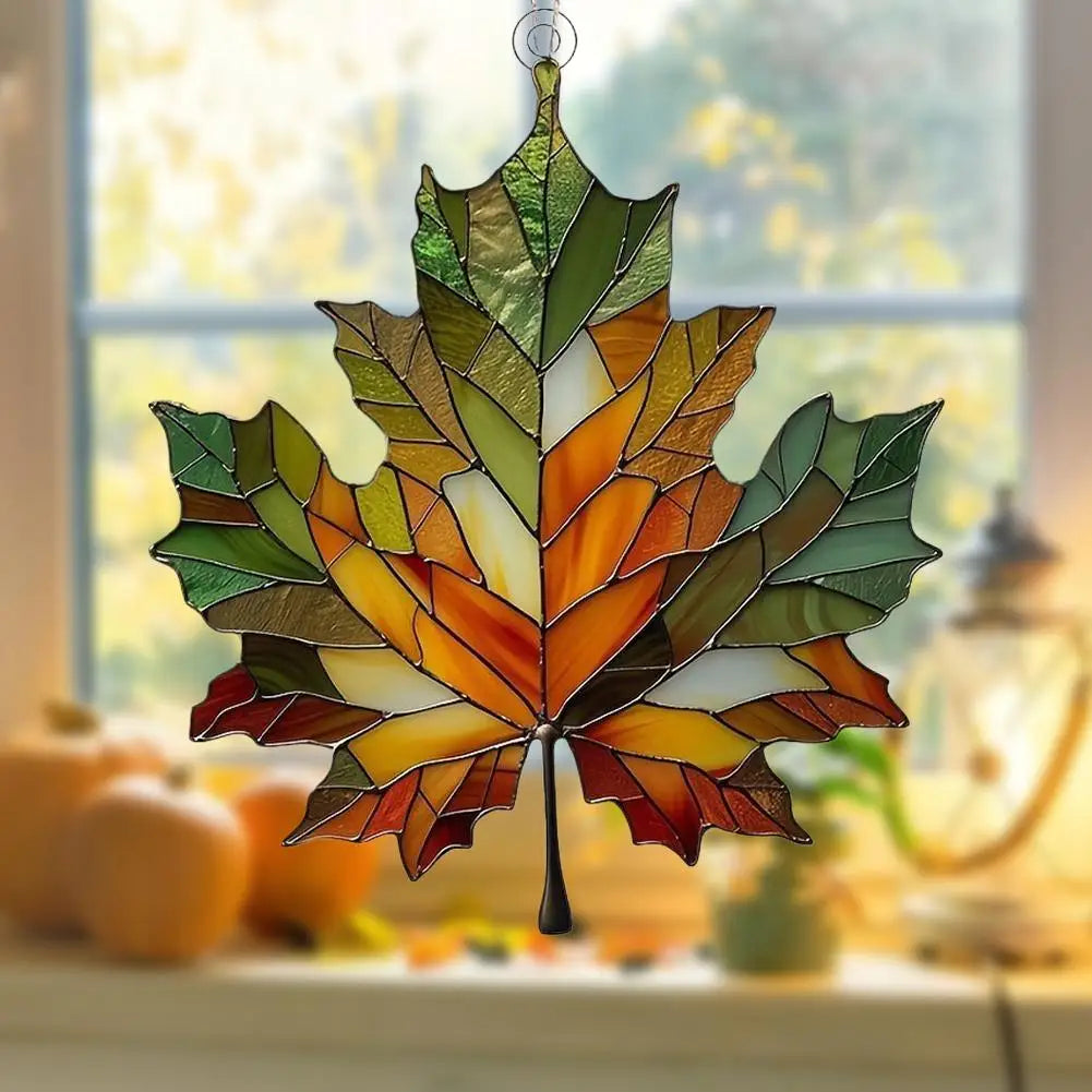 Thanksgiving Fall Wall Hanging Decor, Acrylic Maple Leaf Ornament Sign, Seasonal Home Decoration for Harvest Festival, Door Wall