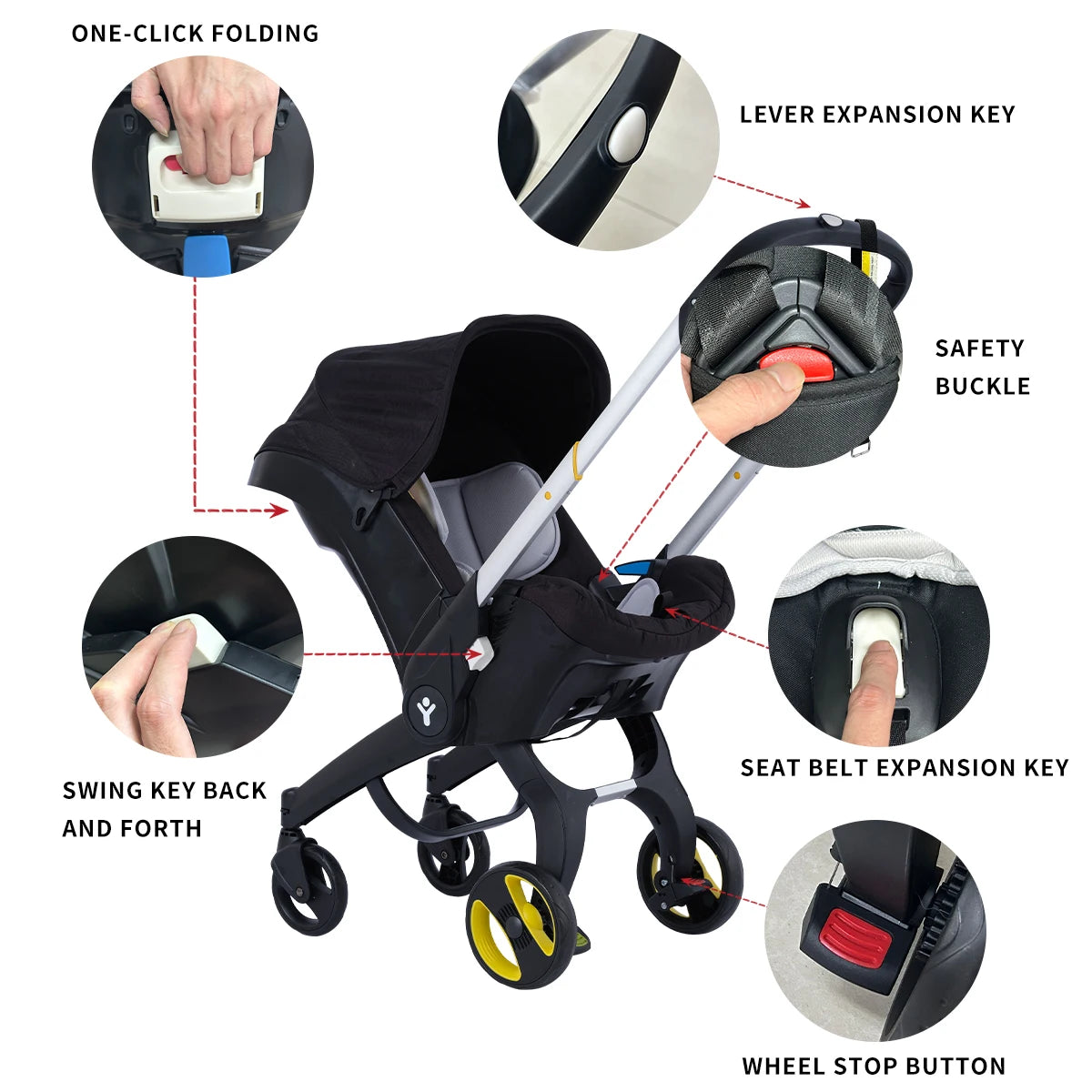 Lightweight outdoor travel cart, Foldable newborn baby stroller, two-way baby stroller