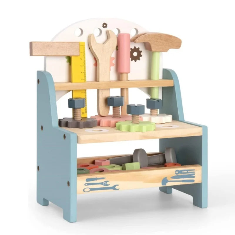 Robotime Tool Bench Set Mini Wooden Work Bench Construction Toys Educational Pretend Play Gift Toy Tools Set for Boys Girls