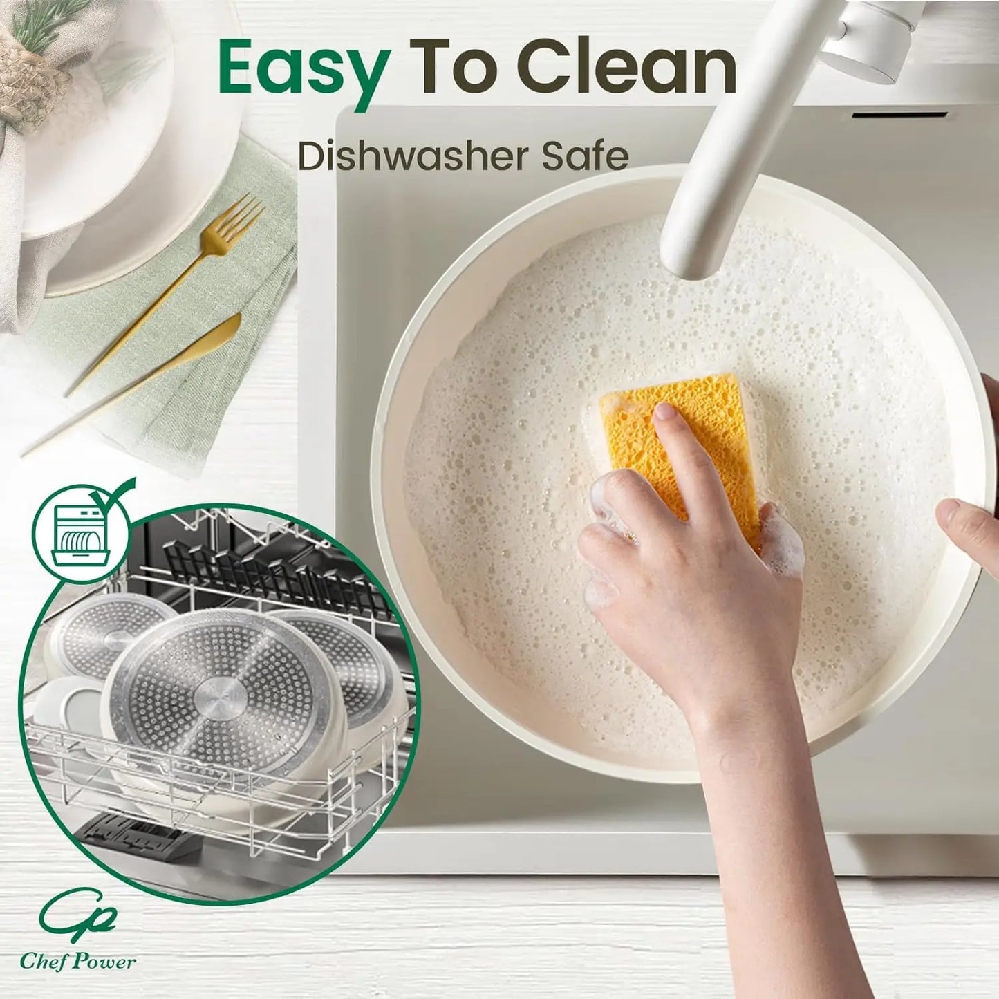 19-Piece Ceramic Nonstick Cookware Set with Detachable Induction-Safe Handles Dishwasher and Oven Safe Kitchen Appliances