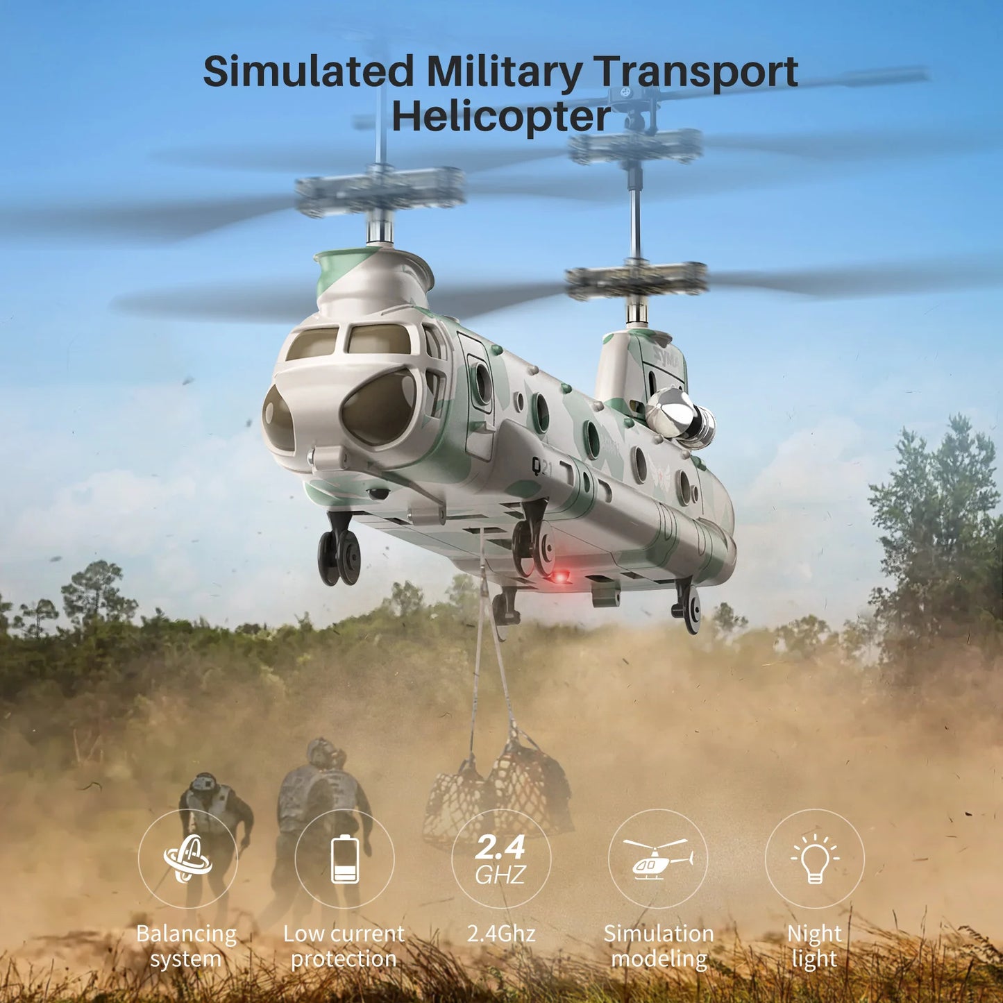 SYMA RC Helicopter Toy, Remote Control Helicopter Q21 Aircraft with Altitude Hold, One Key Take Off/Landing, CH-47 Chinook Toys