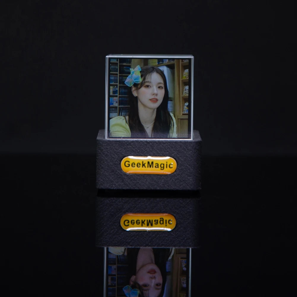 Crystal Cube Photo Display Holographic Desktop Smart Weather Station & Digital Clock with GIF Animations Album for Desktop Decor