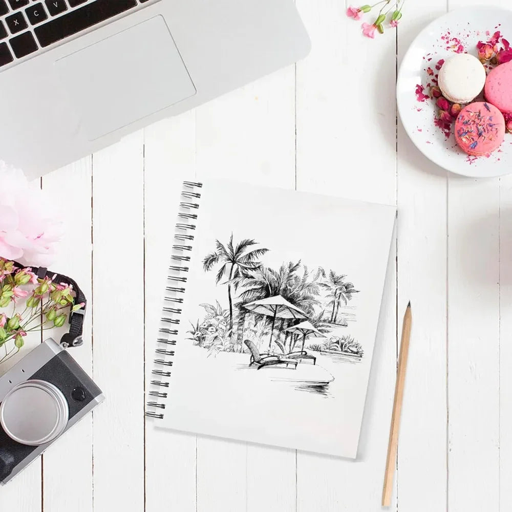 Sketchbook Hardcover – 200GSM Very Thick Paper – Spiral Sketchbook for Painting and Mixed Media – Sketchbook, Art Book