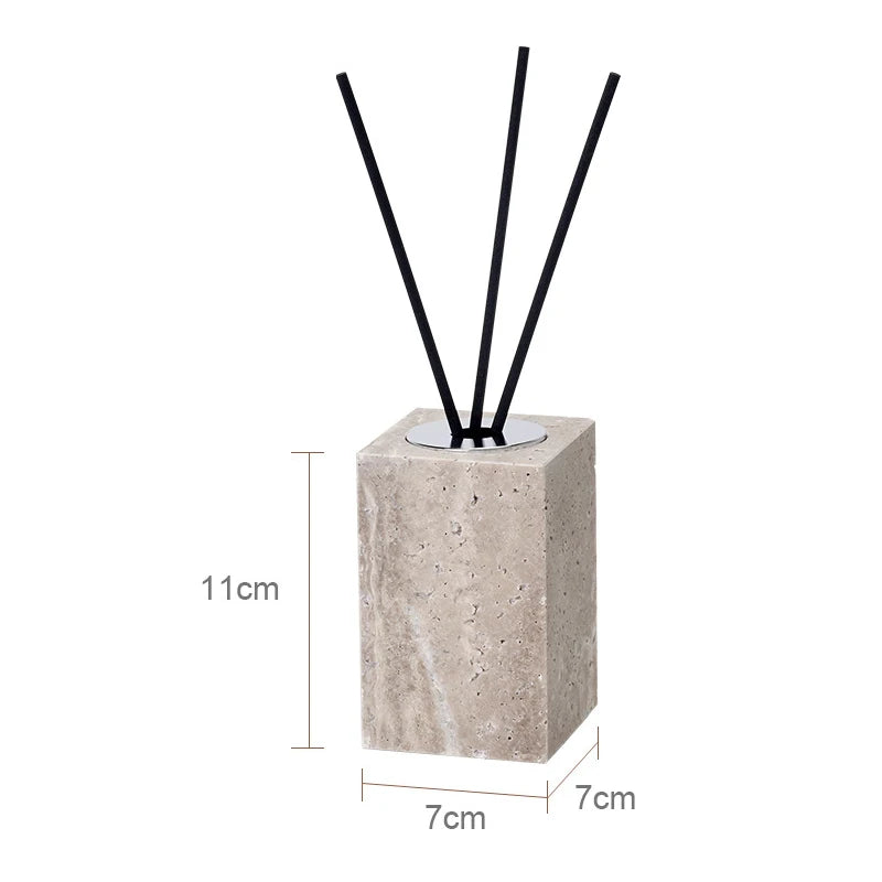 Travertino Grigio Bathroom Set Antique Natural Marble Soap Dispenser Reed Diffuser Soap Holder Tray Bathroom Accessories