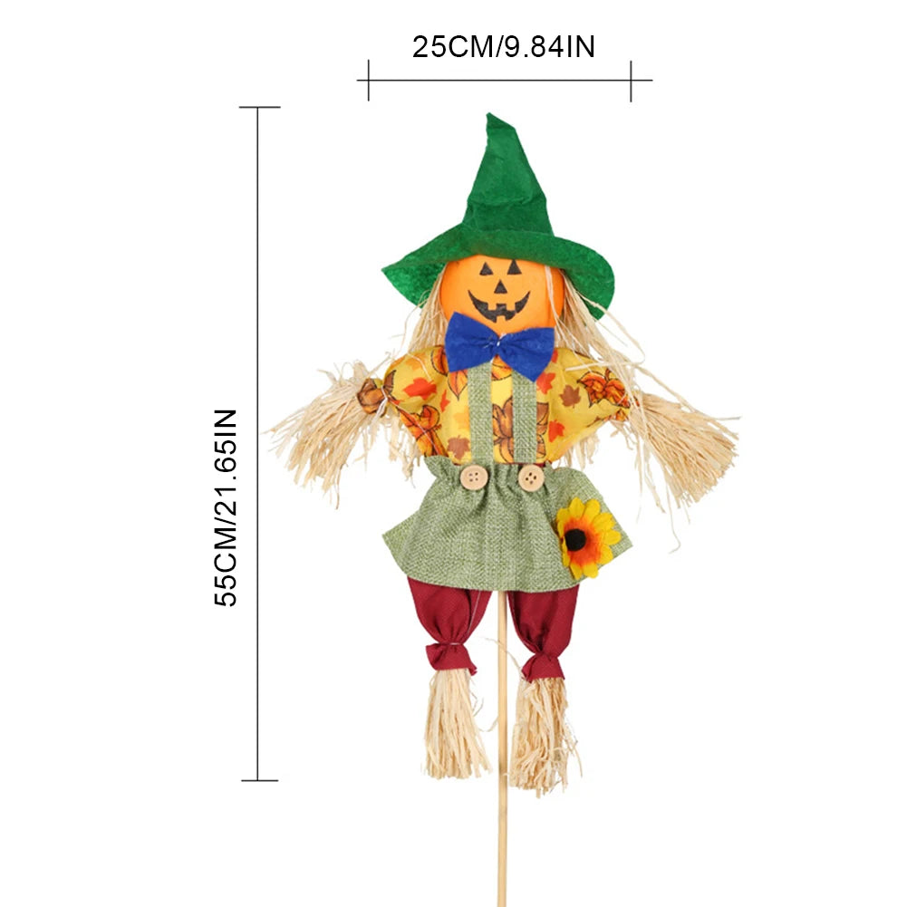 Small Fall Harvest Scarecrow Thanksgiving Scarecrow Rustic Outdoor Scarecrow Halloween Decor for Garden Yard Lawn Porch Sign