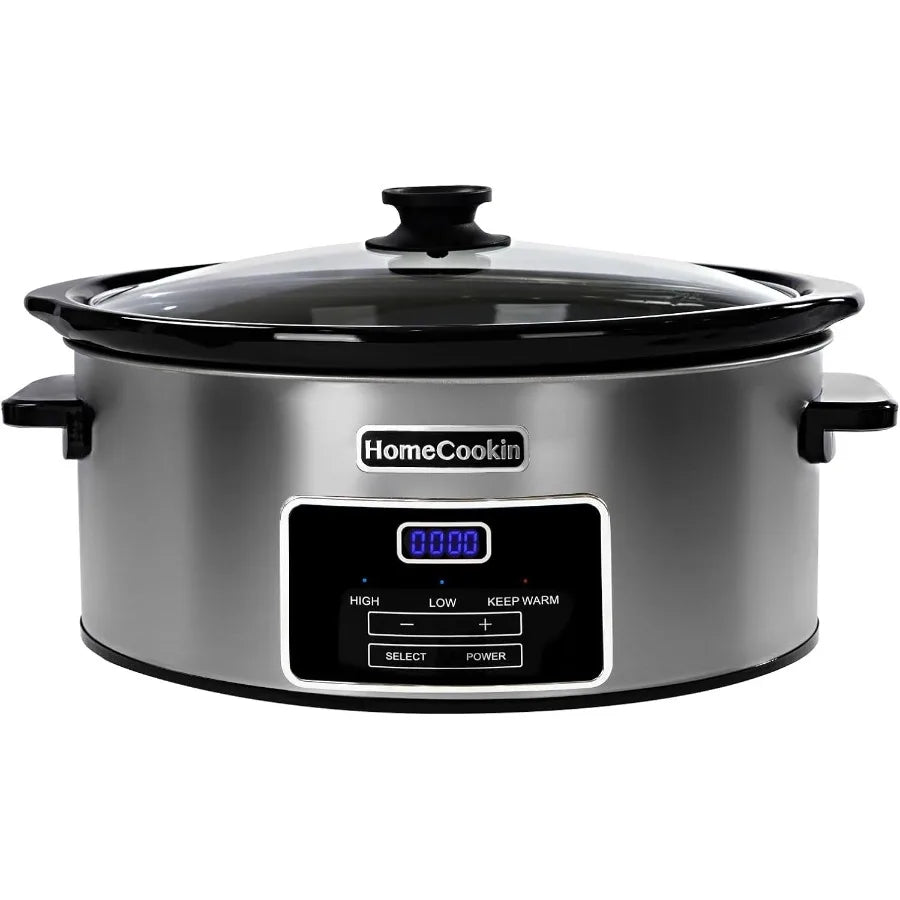 6Quart Digital Programmable Slow Cooker with Timer for Family Dinners Ideal Small Kitchen Appliance Serves 6+ People Features K