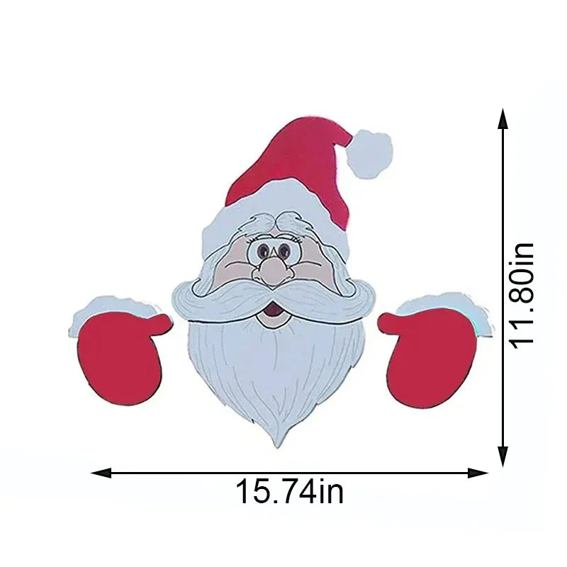 Santa Clause Snowman Reindeer Peeker Yard Decor, Christmas Peeker Fence Decor, Festive Christmas Decorations for Home Garden